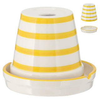 Sturmaschenbecher 4er Set türkis grün rot gelb weiß gestreift Ø12cm Dolomit Aschenbecher Windaschenbecher Topf