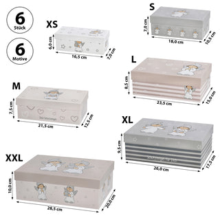 Boxenset 6er Set Schutzengel 6 Größen rechteckig Papier 900gsm Schachteln Boxen Geschenkboxen Aufbewahrungsboxen