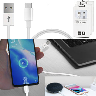 1/3x USB-C Schnellladekabel 1m/2m 5V 2A 10Watt 100-200HZ Kunststoff weiß Datenkabel Ladekabel USB-Kabel