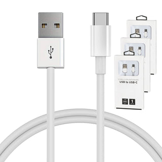 1/3x USB-C Schnellladekabel 1m/2m 5V 2A 10Watt 100-200HZ Kunststoff weiß Datenkabel Ladekabel USB-Kabel