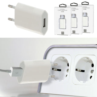 1/3x USB-A Schnellladegerät 5V 1A 20Watt 220V 56-60HZ Kunststoff weiß Netzteil Netzstecker Netzladeadapter