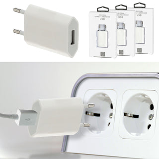 1/3x USB-A Schnellladegerät 5V 1A 20Watt 220V 56-60HZ Kunststoff weiß Netzteil Netzstecker Netzladeadapter