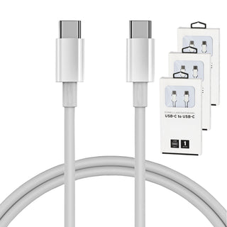 1/3x Ladekabel USB-C to USB-C 1m oder 2m 5V 2,4A 15Watt 100-200HZ Kunststoff weiß Datenkabel Ladekabel USB-Kabel