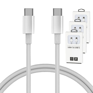 1/3x Ladekabel USB-C to USB-C 1m oder 2m 5V 2,4A 15Watt 100-200HZ Kunststoff weiß Datenkabel Ladekabel USB-Kabel