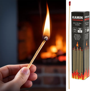 XL Kaminstreichhölzer 50er Pack L20cm 5x21,5x5cm Holz Karton Zündhölzer Streichholz Grillstreichholz Lagerfeuer Kamin