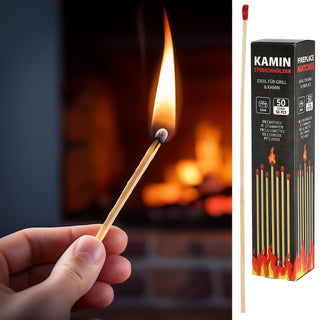 XL Kaminstreichhölzer 50er Pack L20cm 5x21,5x5cm Holz Karton Zündhölzer Streichholz Grillstreichholz Lagerfeuer Kamin