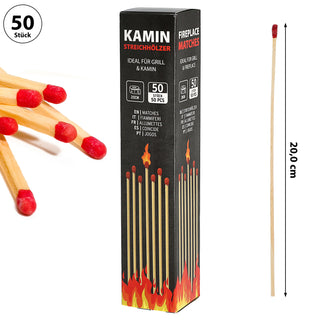 XL Kaminstreichhölzer 50er Pack L20cm 5x21,5x5cm Holz Karton Zündhölzer Streichholz Grillstreichholz Lagerfeuer Kamin