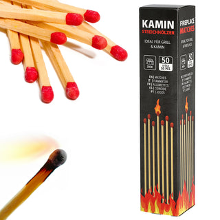 XL Kaminstreichhölzer 50er Pack L20cm 5x21,5x5cm Holz Karton Zündhölzer Streichholz Grillstreichholz Lagerfeuer Kamin