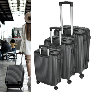Reisekoffer Set rosegold/silber/anthrazit/schwarz 3 Größen 20/24/28 Zoll ABS Teleskopstange 4 Zwillingsrollen Zahlenschloss Koffer Kofferset