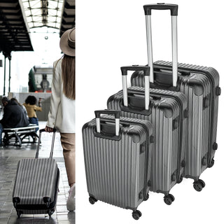 Reisekoffer Set rosegold/silber/anthrazit/schwarz 3 Größen 20/24/28 Zoll ABS Teleskopstange 4 Zwillingsrollen Zahlenschloss Koffer Kofferset
