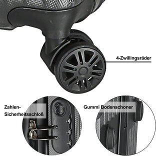 Reisekoffer Set rosegold/silber/anthrazit/schwarz 3 Größen 20/24/28 Zoll ABS Teleskopstange 4 Zwillingsrollen Zahlenschloss Koffer Kofferset