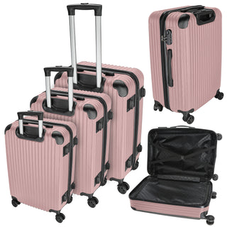 Reisekoffer Set rosegold/silber/anthrazit/schwarz 3 Größen 20/24/28 Zoll ABS Teleskopstange 4 Zwillingsrollen Zahlenschloss Koffer Kofferset