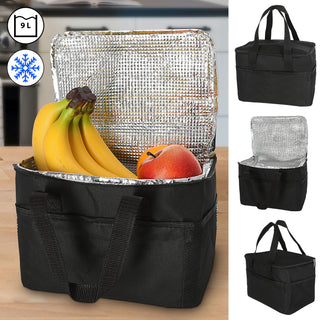 Kühltasche 9 Liter grau/schwarz 25x20x17,5cm Polyester 600D Aluminium Kühlbox Thermotasche Reißverschluss