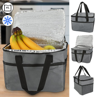 Kühltasche 9 Liter grau/schwarz 25x20x17,5cm Polyester 600D Aluminium Kühlbox Thermotasche Reißverschluss