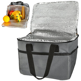 Kühltasche 9 Liter grau/schwarz 25x20x17,5cm Polyester 600D Aluminium Kühlbox Thermotasche Reißverschluss
