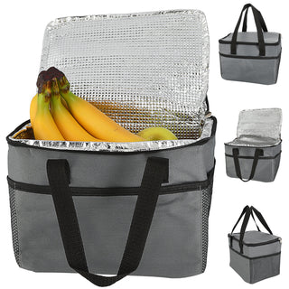 Kühltasche 9 Liter grau/schwarz 25x20x17,5cm Polyester 600D Aluminium Kühlbox Thermotasche Reißverschluss