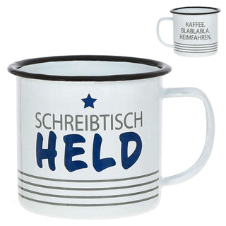 Kaffeebecher 6er Set 'Slogan' 9x8cm Metall 6 Sprüche Becher Tasse 350 ml Teetasse Henkelbecher