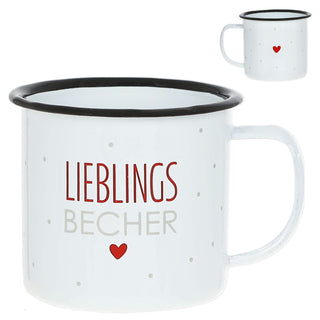 Kaffeebecher 6er Set 'Slogan' 9x8cm Metall 6 Sprüche Becher Tasse 350 ml Teetasse Henkelbecher