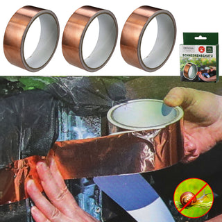 Schneckenschutzband 3er Set Kupferband 3x400cm Kupfer Schneckenbarriere Abschirmband Klebeband Abwehrband