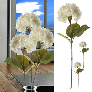 Hortensie künstlich 3er Set ca. H85cm weiß Kunststoff Polyester Kunstblumen Blumen Dekoblumen langstielig