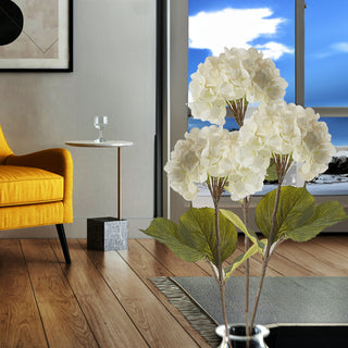 Hortensie künstlich 3er Set ca. H85cm weiß Kunststoff Polyester Kunstblumen Blumen Dekoblumen langstielig