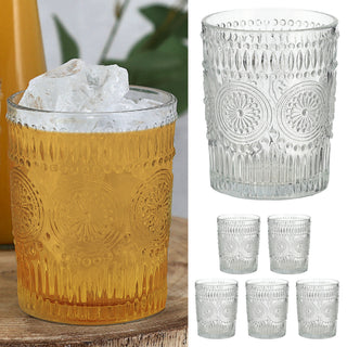 Trinkglas 6er Set 'Mandala' Ø8x10cm 300ml Glas klar Wasserglas Ornamente Getränkegläser Gläserset Bodensticker