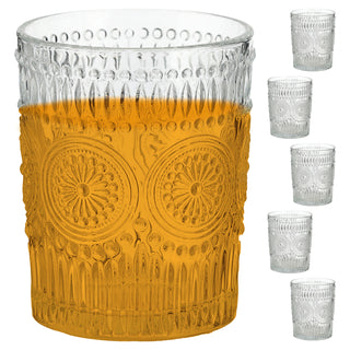 Trinkglas 6er Set 'Mandala' Ø8x10cm 300ml Glas klar Wasserglas Ornamente Getränkegläser Gläserset Bodensticker