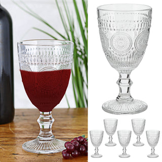 Weinglas 6er Set 'Mandala' Ø8,5x17cm 300ml Glas klar Stielglas Ornamente Getränkegläser Gläserset Trinkglas
