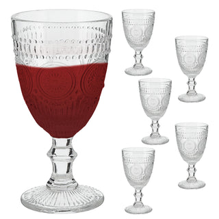 Weinglas 6er Set 'Mandala' Ø8,5x17cm 300ml Glas klar Stielglas Ornamente Getränkegläser Gläserset Trinkglas