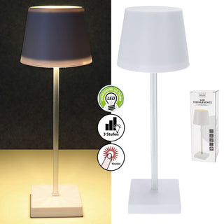 LED Tischleuchte weiß 17 LEDs 8,5x32cm ABS PS Touchfunktion batteriebetrieben warmweiß 3 Helligkeitsstufen 25 Lumen Tischbeleuchtung
