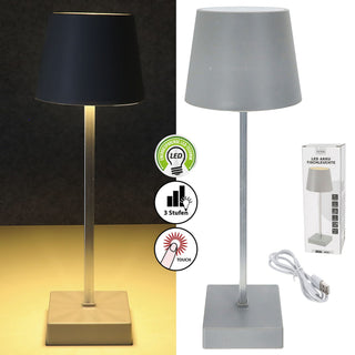 LED Tischleuchte hellgrau/schwarz 17 LEDs 8,5x32cm USB Ladefunktion Touchfunktion 3 Helligkeitsstufen 35 Lumen Tischbeleuchtung