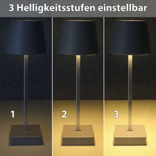 LED Tischleuchte hellgrau/schwarz 17 LEDs 8,5x32cm USB Ladefunktion Touchfunktion 3 Helligkeitsstufen 35 Lumen Tischbeleuchtung