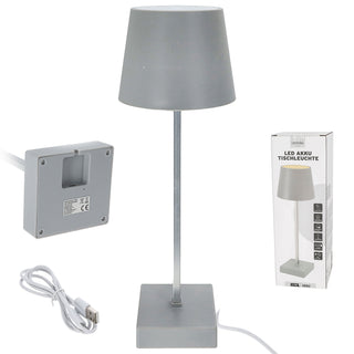 LED Tischleuchte hellgrau/schwarz 17 LEDs 8,5x32cm USB Ladefunktion Touchfunktion 3 Helligkeitsstufen 35 Lumen Tischbeleuchtung