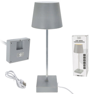 LED Tischleuchte hellgrau/schwarz 17 LEDs 8,5x32cm USB Ladefunktion Touchfunktion 3 Helligkeitsstufen 35 Lumen Tischbeleuchtung
