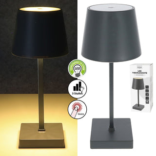 LED Tischleuchte grau / anthrazit 17 LEDs 8,5x32cm ABS PS Touchfunktion batteriebetrieben warmweiß 3 Helligkeitsstufen 7 Lumen Tischbeleuchtung
