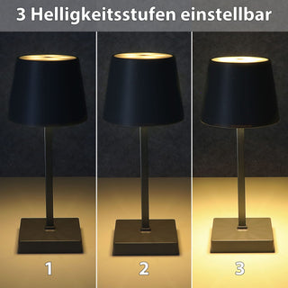 LED Tischleuchte grau / anthrazit 17 LEDs 8,5x32cm ABS PS Touchfunktion batteriebetrieben warmweiß 3 Helligkeitsstufen 7 Lumen Tischbeleuchtung