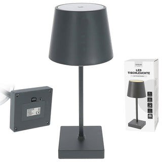LED Tischleuchte grau / anthrazit 17 LEDs 8,5x32cm ABS PS Touchfunktion batteriebetrieben warmweiß 3 Helligkeitsstufen 7 Lumen Tischbeleuchtung