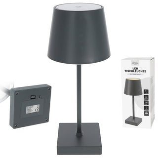 LED Tischleuchte grau / anthrazit 17 LEDs 8,5x32cm ABS PS Touchfunktion batteriebetrieben warmweiß 3 Helligkeitsstufen 7 Lumen Tischbeleuchtung
