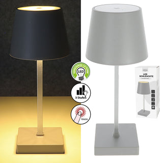 LED Tischleuchte grau / anthrazit 17 LEDs 8,5x32cm ABS PS Touchfunktion batteriebetrieben warmweiß 3 Helligkeitsstufen 7 Lumen Tischbeleuchtung
