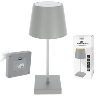 LED Tischleuchte grau / anthrazit 17 LEDs 8,5x32cm ABS PS Touchfunktion batteriebetrieben warmweiß 3 Helligkeitsstufen 7 Lumen Tischbeleuchtung