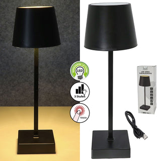 LED Tischleuchte hellgrau/schwarz 17 LEDs 8,5x32cm USB Ladefunktion Touchfunktion 3 Helligkeitsstufen 35 Lumen Tischbeleuchtung