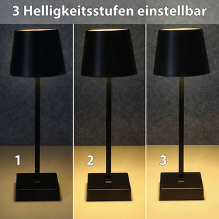 LED Tischleuchte hellgrau/schwarz 17 LEDs 8,5x32cm USB Ladefunktion Touchfunktion 3 Helligkeitsstufen 35 Lumen Tischbeleuchtung