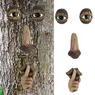 Feentür 'Welcome' 4teilig Polyresin bunt Türe 2 Fenster Laterne Baumdeko Gartendeko floureszierend