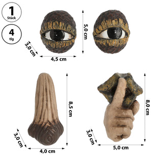 Baumgesicht Waldgeist Ruhe-Geste 4teilig Polyresin naturfarben Nase Augen Mund Baumdeko Gartendeko Zauberwald Geist Gesicht