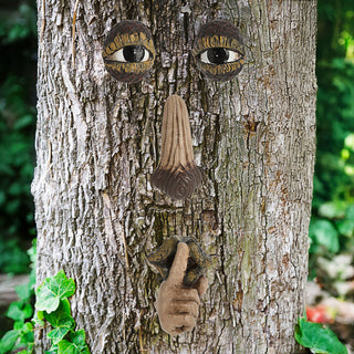 Baumgesicht Waldgeist Ruhe-Geste 4teilig Polyresin naturfarben Nase Augen Mund Baumdeko Gartendeko Zauberwald Geist Gesicht