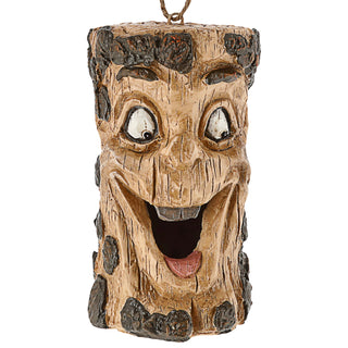 Vogelhaus zum Aufhängen Waldgeist 11x21cm naturfarben braun Polyresin Vogelkasten Veranda Balkon Futterstation