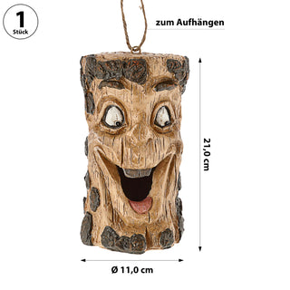 Vogelhaus zum Aufhängen Waldgeist 11x21cm naturfarben braun Polyresin Vogelkasten Veranda Balkon Futterstation