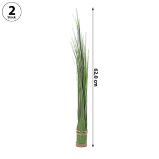 Kunstblume Grasbündel 2er Set 5x62cm Kunststoff Kordel Kunstgras Kunstpflanze Ziergras Deko-Gras