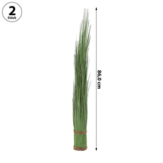 Kunstblume Grasbündel 2er Set 5x86cm Kunststoff Kordel Kunstgras Kunstpflanze Ziergras Deko-Gras
