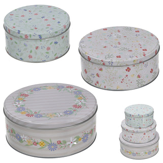 Gebäckdosen florale Muster 3er Set 3 Größen Metall rund Aufbewahrung Keksdose mit Deckel Blumenmuster
